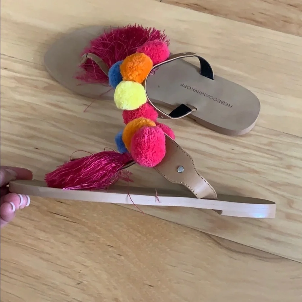 Rebecca Minkoff pompom tassel sandals